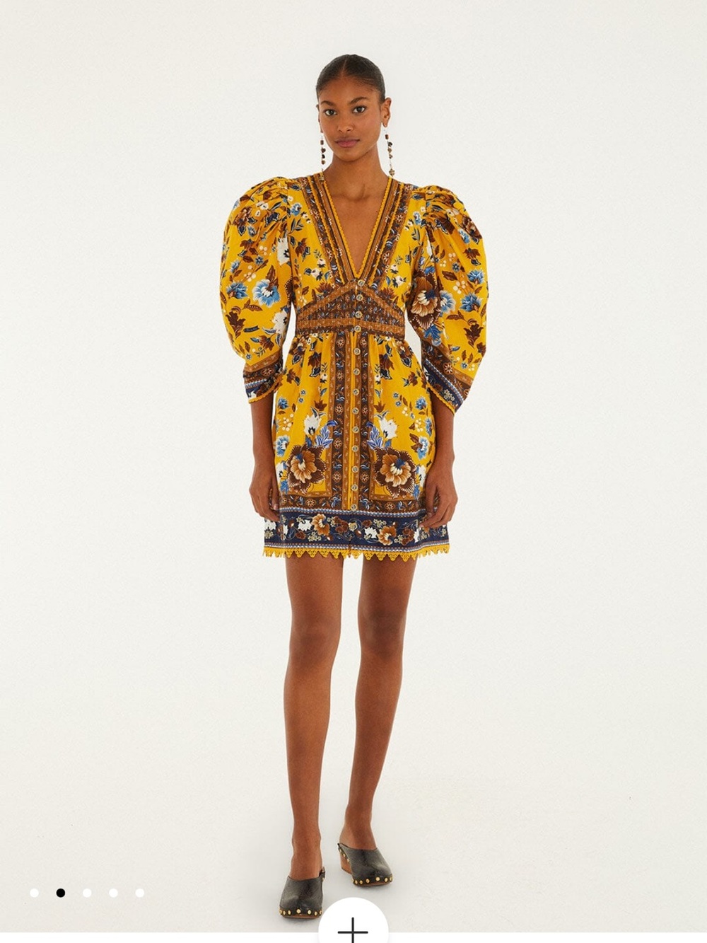 Farm Rio Yellow Flowering Garden Tree Mini Dress